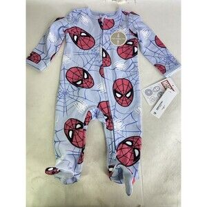 Marvel Spider-Man Baby 0-3 Months Footed Pajamas 1 Piece Sleep Play 2 Way Zip